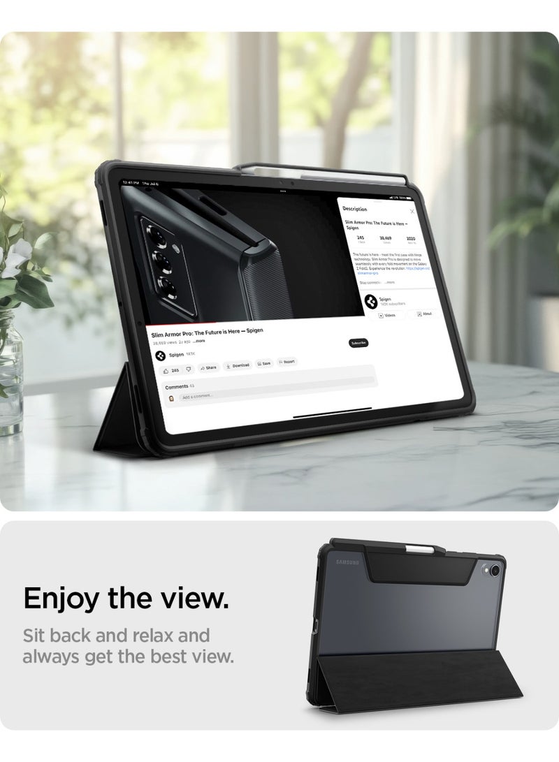 Spigen Ultra Hybrid Pro Samsung Galaxy Tab S11 Case Cover 11 inch (2025) Tri-Fold Cover Clear Back with S Pen Holder - Black - Image 4