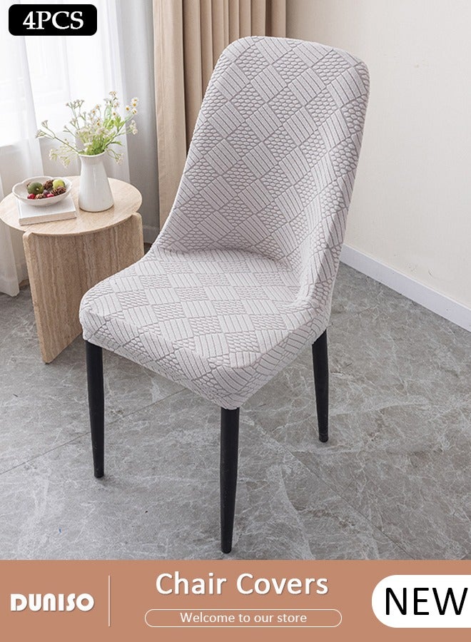 DUNISO 4 Packs Chair Covers, Stretch Jacquard Dining Chair Slipcovers, Removable Washable Chair Protector, Elastic Chair Protector Seat Covers for Hotel Dining Room Ceremony Banquet Wedding Party - Image 1