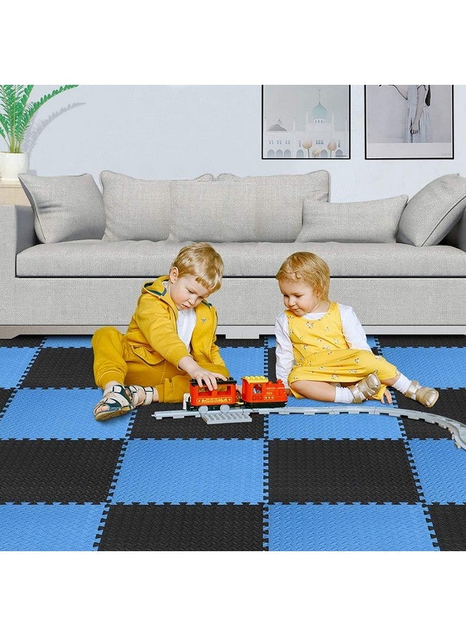 SIGNATRON 9Pc - 36 SqFt Exercise Mat Puzzle Gym Mat Interlocking Foam Mats EVA Foam Floor Tiles with Protective Flooring for Gym Equipment Workouts, 12mm Thick (Blue - Black) - Image 3
