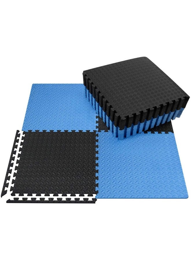 SIGNATRON 9Pc - 36 SqFt Exercise Mat Puzzle Gym Mat Interlocking Foam Mats EVA Foam Floor Tiles with Protective Flooring for Gym Equipment Workouts, 12mm Thick (Blue - Black) - Image 2