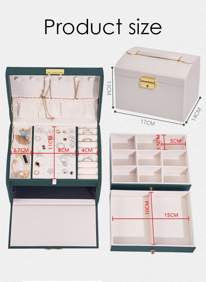 Luxury Jewelry Box Organizer for Women, 3-Tier Jewelry Storage Case with Lock & Removable Trays – Elegant Jewellery Holder for Earrings, Rings, Necklaces, Bracelets - Image 5