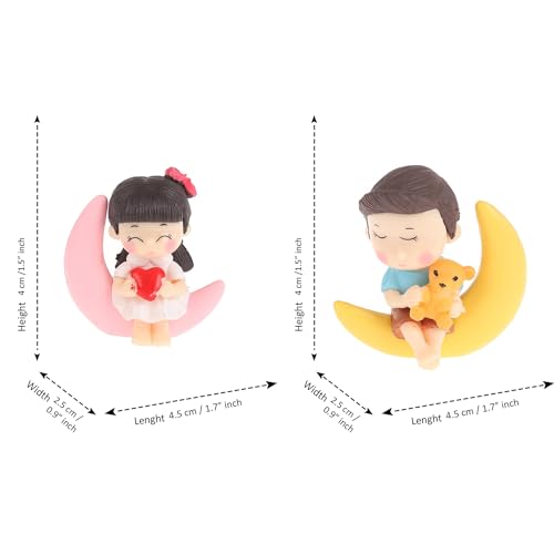 CraftVatika Valentines Love Moon Couple Miniature Figurine Valentine Gift for Girlfriend Decoration Items for Valentine Day Gift for Boyfriend and Girlfriend, Husband Wife - Image 3