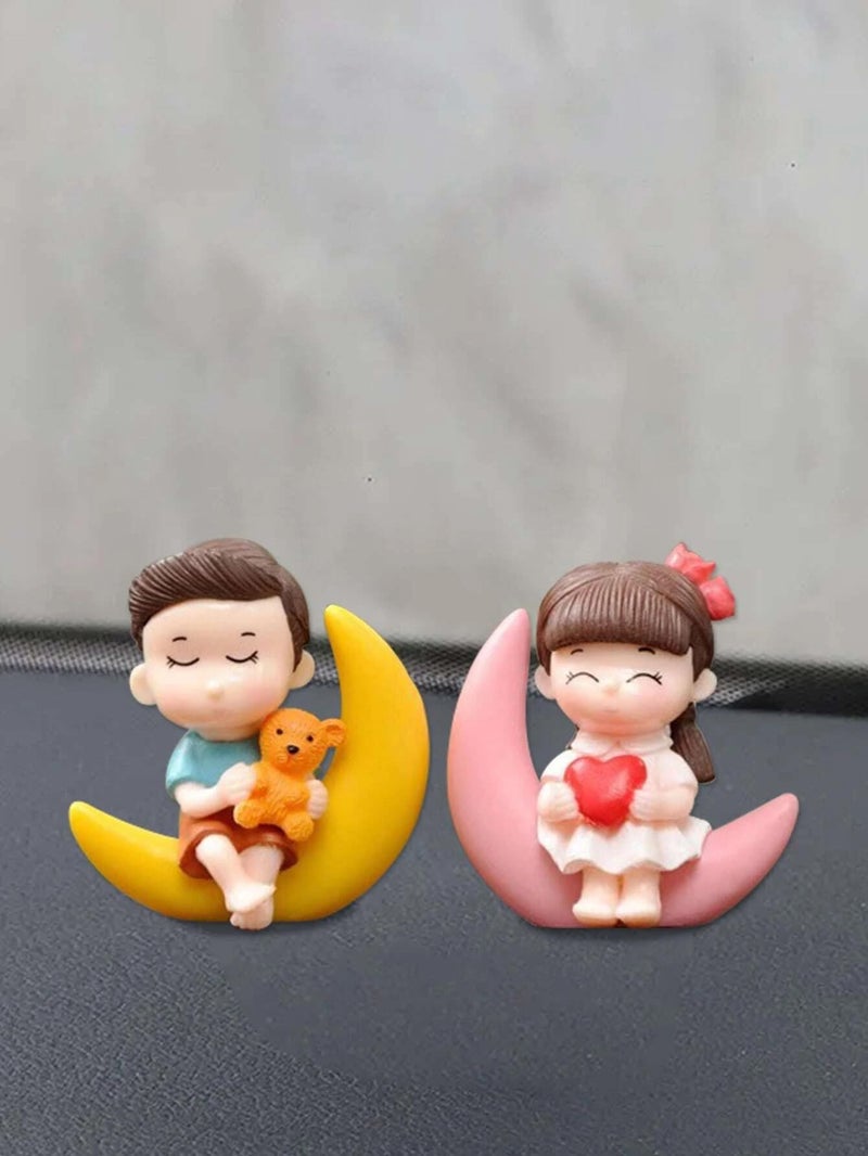 CraftVatika Valentines Love Moon Couple Miniature Figurine Valentine Gift for Girlfriend Decoration Items for Valentine Day Gift for Boyfriend and Girlfriend, Husband Wife - Image 5