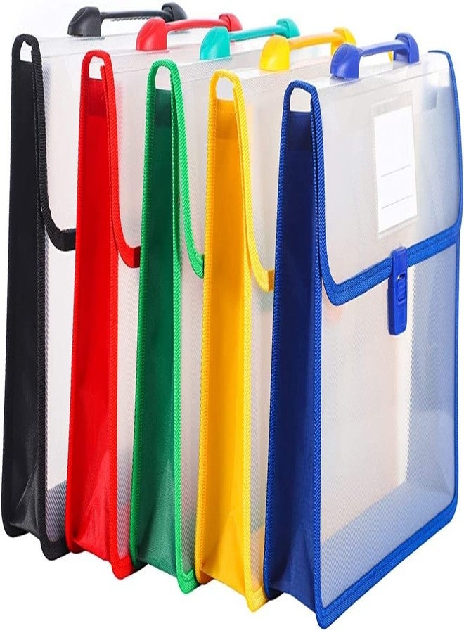 HATHIYANI Plastic Handle Documents File Storage Bag with Handle Button for Important Papers/Memos/Projects/Presentations/Photos/Letters (Size: FS/A4, Multicolor) (Pack of 4) - Image 1