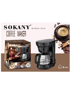 sokany 6 Cup Electric Coffee Maker for Drip Coffee and Espresso with Glass Carafe,Coffee Machine 750ml, CM102(Black)  - Image 3
