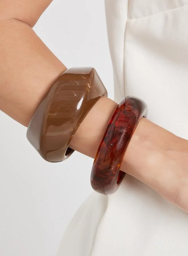 Styli Set of 2 - Chic Brown Bangle Bracelets