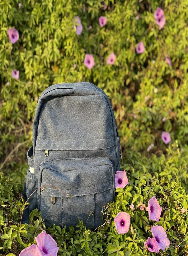 AUGUR حقيبة ظهر لابتوب للنساء من أوجور، حقيبة قماش، حقيبة سفر متينة، حقيبة ظهر عتيقة، حقيبة كاجوال عصرية، حقيبة عمل للفتيات (زرقاء) - Image 5