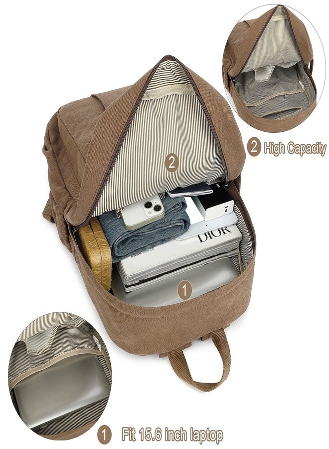 AUGUR حقيبة ظهر لابتوب للنساء من أوجور، حقيبة قماش، حقيبة سفر متينة، حقيبة ظهر عتيقة، حقيبة كاجوال عصرية، حقيبة عمل للفتيات (زرقاء) - Image 4