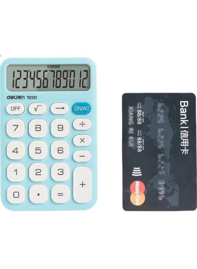 Deli Slim Portable Calculator, 12-Digit Display Financial/Personal Calculator, Office/Study Supplies, Te121 Blue - Image 2