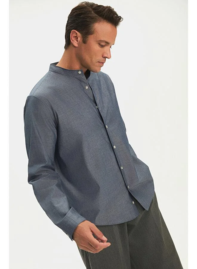 JUNE June Exclusive Men Regular Fit Judge Neck Shirt Blue