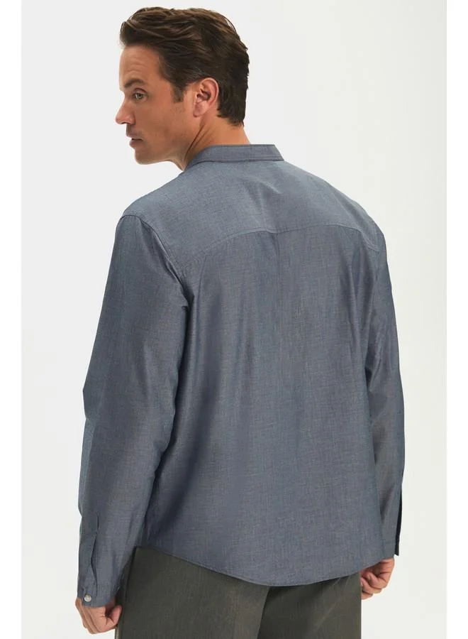 JUNE June Exclusive Men Regular Fit Judge Neck Shirt Blue