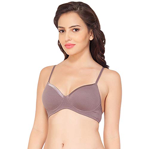 SOIE Women Semi/Medium Coverage Padded Non Wired Satin Panelled Cotton Spandex T Shirt Bra, (CB-104_Nutmeg_38B) - Image 3
