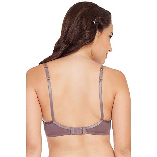 SOIE Women Semi/Medium Coverage Padded Non Wired Satin Panelled Cotton Spandex T Shirt Bra, (CB-104_Nutmeg_38B) - Image 2