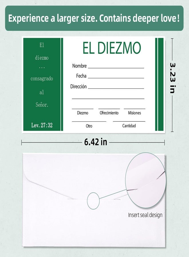 XIISVINT 200 PCS 6.42 x 3.23 Inch Church Offering Envelopes - Tithe and Offering Envelopes for Church Donations, Checks and Cash, Great for churches or Non-Profit Organizations(Spanish, 200) - Image 2