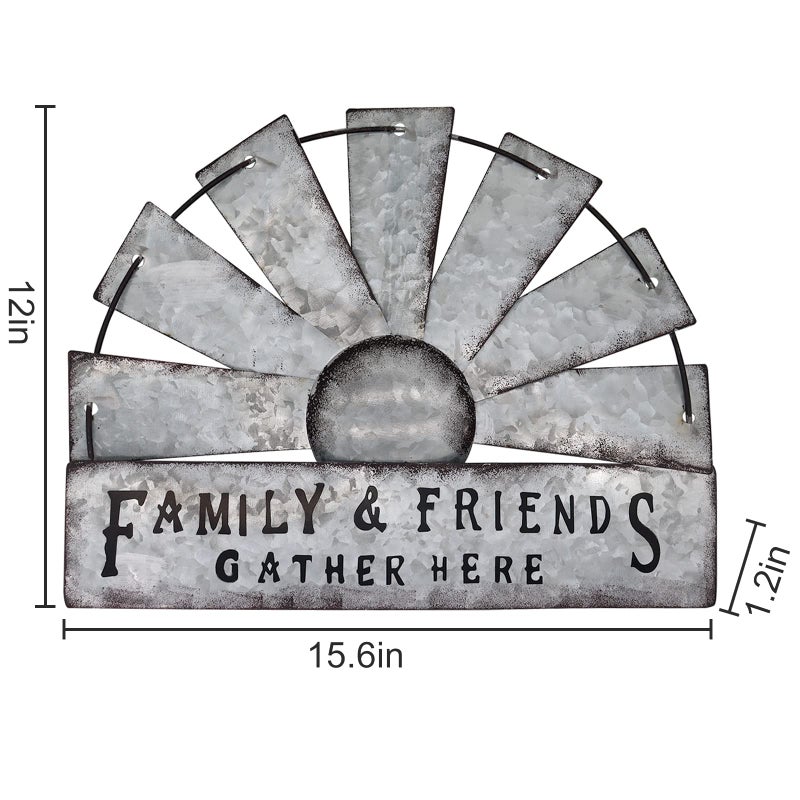 Fleecy day Metal Half Windmill Decor, Rustic Farmhouse Wall Art Decor, Metal Art Wall Decor for Living Home Bedroom Dark Kitchen - Image 3