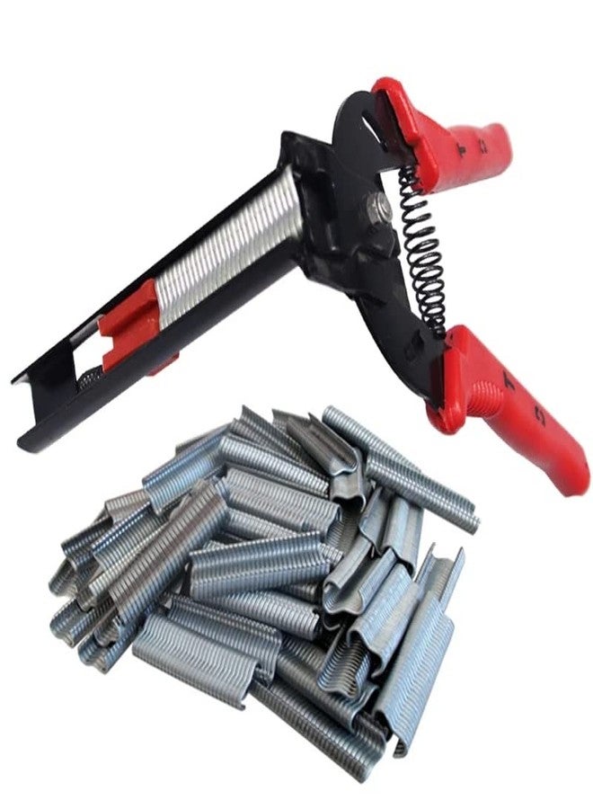 APlayfulBee Type M Nail Ring Pliers with 1200pcs M Clips Multifunction Cage Clamp Hog Ring Pliers Kit for Animal Cages Wire Fencing Installation Fencing Repair Hand Tools (Red) - Image 2