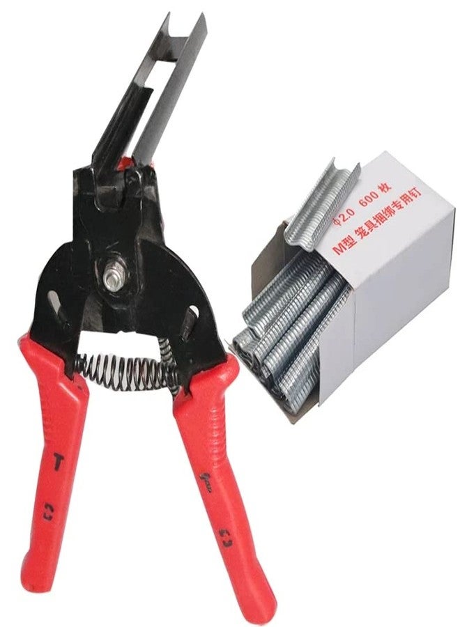 APlayfulBee Type M Nail Ring Pliers with 1200pcs M Clips Multifunction Cage Clamp Hog Ring Pliers Kit for Animal Cages Wire Fencing Installation Fencing Repair Hand Tools (Red) - Image 1