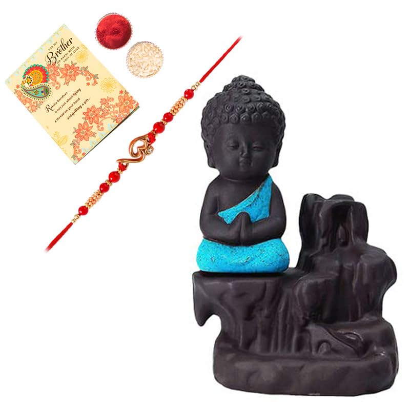 ARCHIES Rakhi for Brother on Rakshabandhan | Buddha Idol Combo Set with 1 Special Rakhi for Bhaiya/Bro/Bhai with Card (Pack of 4) AR-14 - Image 1