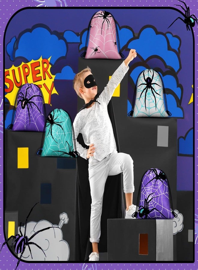 Lothee 30 Pcs Spider Party Favor Bags Spider Drawstring Bag Birthday Party Decorations Gift Treat Goodie Candy Backpack (Elegant Style) - Image 2