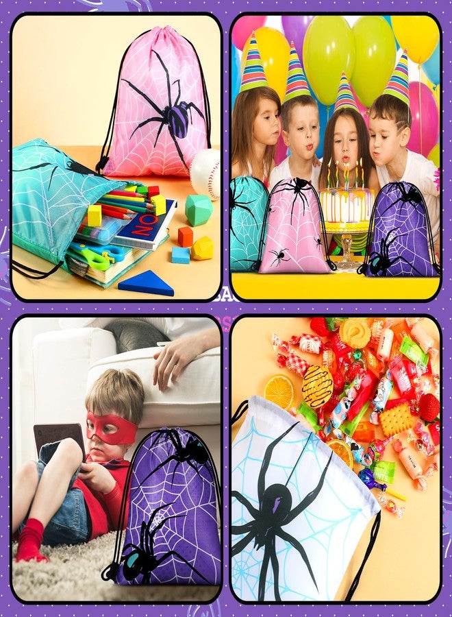 Lothee 30 Pcs Spider Party Favor Bags Spider Drawstring Bag Birthday Party Decorations Gift Treat Goodie Candy Backpack (Elegant Style) - Image 5