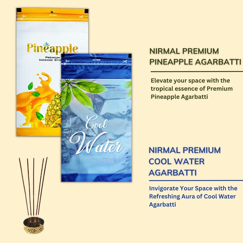 Nirmal Premium Agarbatti Zipper for Puja and Meditation | Exclusive Pack of 4 Zipper Pouch | Fragnance - Chandan, Mogra, Cool Water, Pineapple | Premium Agarbatti Sticks | 440 gm  - Image 3