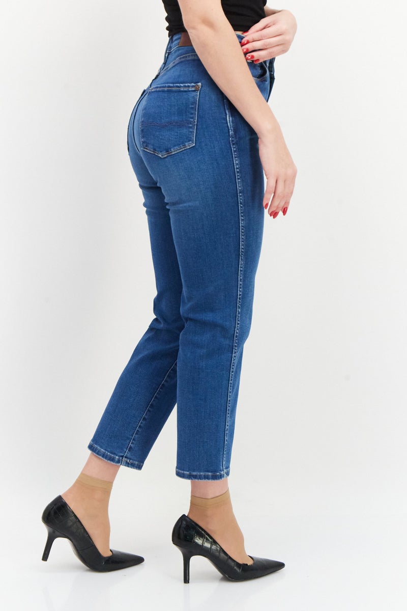 Pepe Jeans Women Slim Fit High Waist Denim Jeans, Blue - Image 4