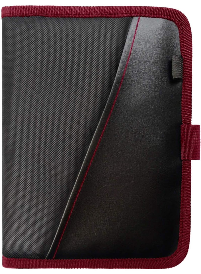 PlusXpres Glove Box Compartment Organizer - Car Document Holder - Owner Manual Case Pouch - Vehicle Storage Wallet for Registration & Insurance Card - Premium Auto Paperwork Holder - Log Book included - Red - Image 1