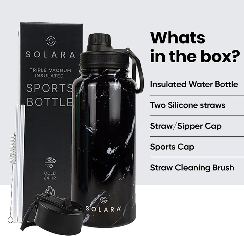 SOLARA Insulated Water Bottle 1 Litre, Hot Water Bottle, 1000ml Thermosteel Water Bottle for Travel, Home, Office, School, Gym, Adults, Water Bottle Hot and Cold, Sipper Bottle, Black Marble - Image 5