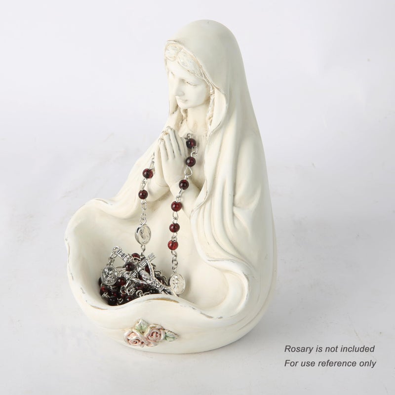 BC BUILDCLASSIC BC Catholic Blessed Virgin Mary Statue, Holy Mother Figure, Tabletop Rosary Jewelry Holder, Brithday Gift to Mom, Catholic Home Decor 5.5â€ H, Classical Renaissance Sculpture, Handmade by Buildclassic - Image 3
