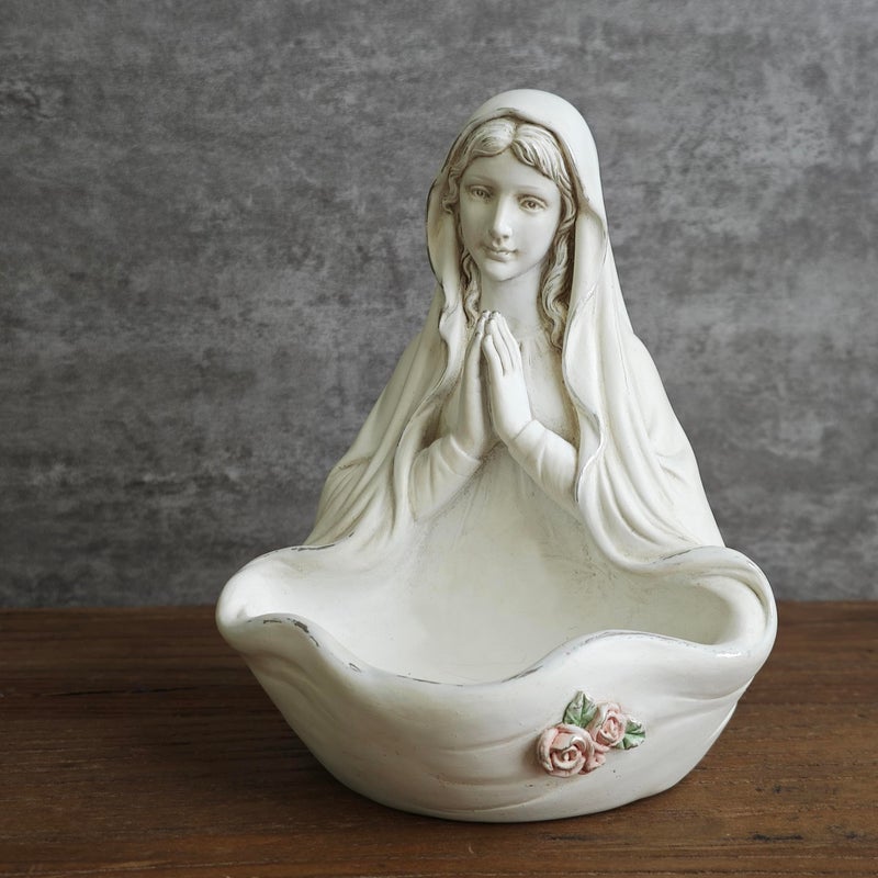 BC BUILDCLASSIC BC Catholic Blessed Virgin Mary Statue, Holy Mother Figure, Tabletop Rosary Jewelry Holder, Brithday Gift to Mom, Catholic Home Decor 5.5â€ H, Classical Renaissance Sculpture, Handmade by Buildclassic - Image 4