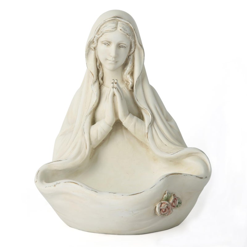 BC BUILDCLASSIC BC Catholic Blessed Virgin Mary Statue, Holy Mother Figure, Tabletop Rosary Jewelry Holder, Brithday Gift to Mom, Catholic Home Decor 5.5â€ H, Classical Renaissance Sculpture, Handmade by Buildclassic - Image 1