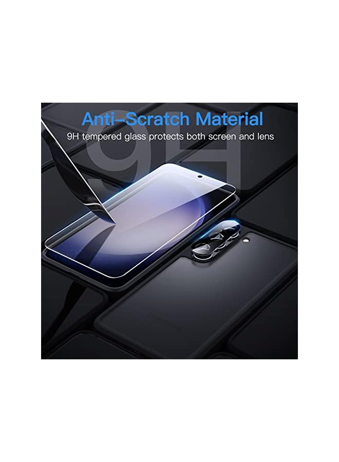 جي تيك 5 في 1 حالة غير لامعة ل Samsung Galaxy S23 5G 6.1 بوصة مع واقي شاشة وحاميين عدسة الكاميرا ، غطاء الهاتف الواقي الشفاف ، فيلم زجاجي مقسى (أسود) - Image 4