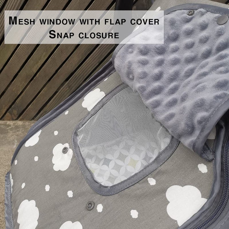 DODO NICI Carseat Cover for Baby, Baby car seat Covers for Infant car seat, Baby Carrier Cover Canopy, Window in Door Zipper Open, 2 Layers, Grey Cloud - Image 3