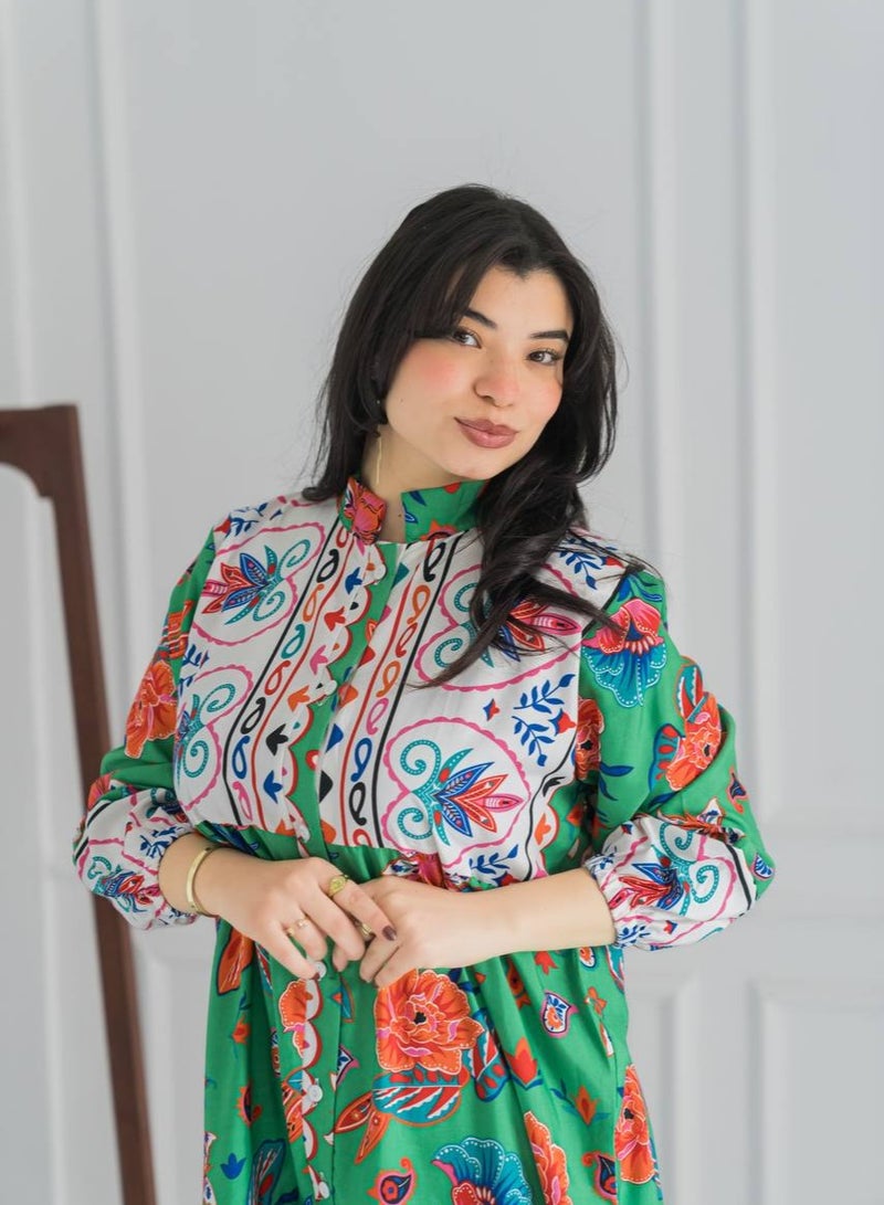 افندينا  جلابيه مشجره   إطلالة تدمج بين الأصالة والجمال الطبيعي A-355 - Image 2