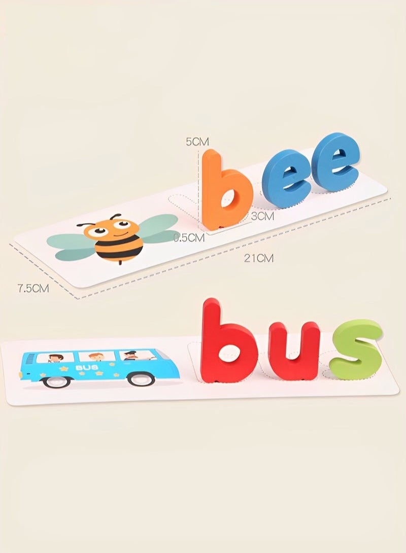 دوركو لعبة الحروف الأبجدية للأطفال الصغار - 28 بطاقة تعليمية - 56 كلمة مختلفة - لعبة خشبية - Image 4