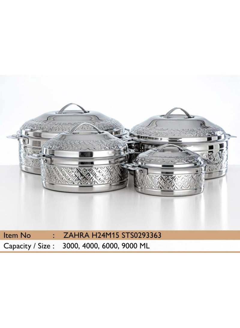 Radin Premium Stainless Steel Hotpot Set 4 Pieces – Insulated Food Warmer Serving Casserole Set 3000ML 4000ML 6000ML 9000ML - Image 1