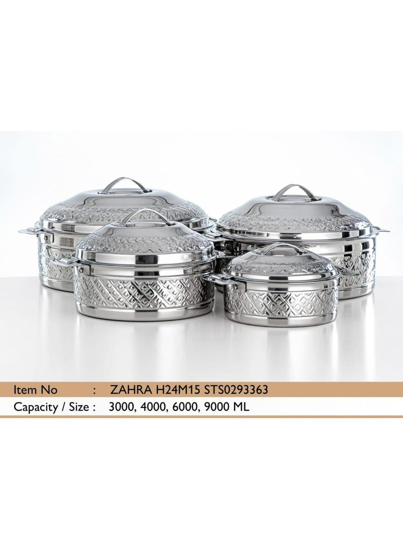 Radin Premium Stainless Steel Hotpot Set 4 Pieces – Insulated Food Warmer Serving Casserole Set 3000ML 4000ML 6000ML 9000ML - Image 2