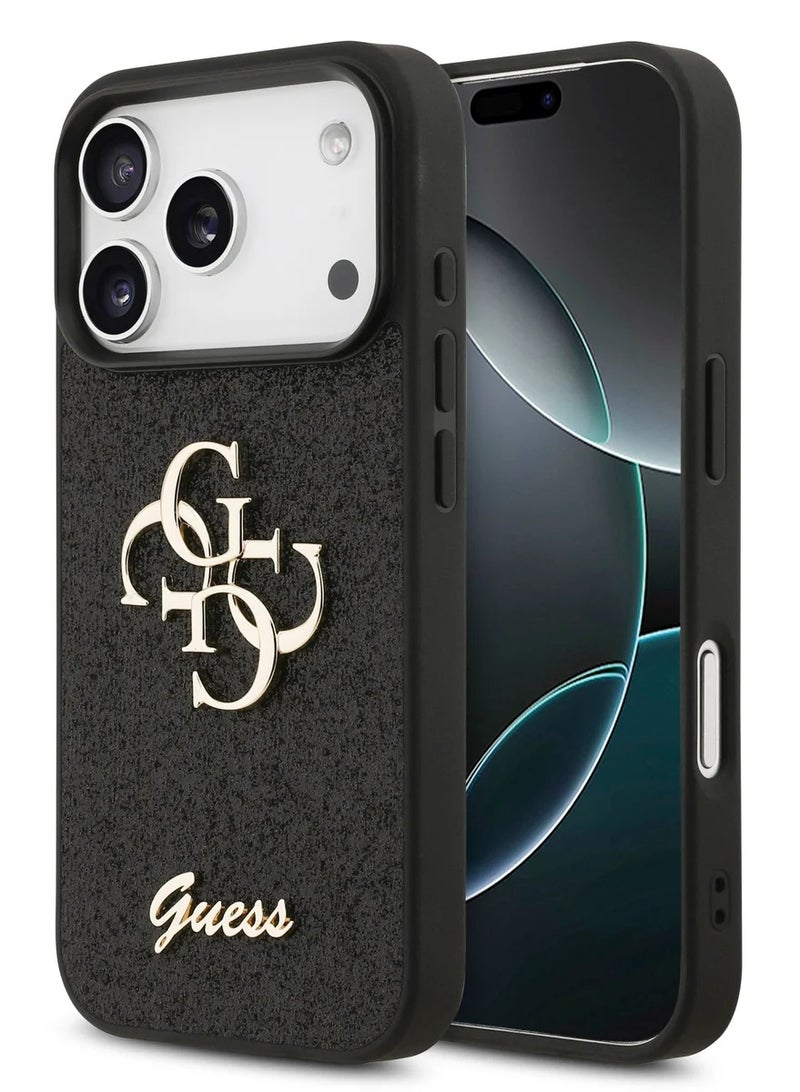 GUESS IPhone 17 Pro Max PU Glitter Case With Big 4G Metal Logo / Ultra Slim / Lightweight Design / Easy Installation - Black - Image 1