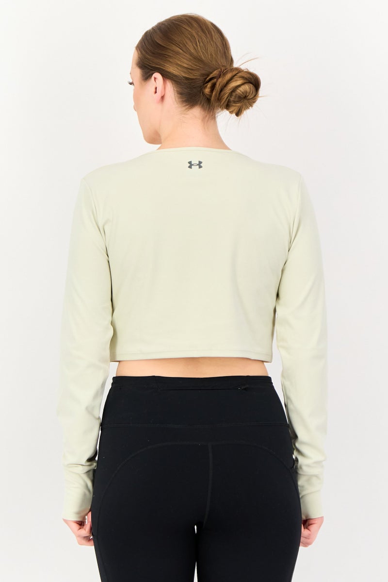 UNDER ARMOUR توب تدريب طويل الأكمام للنساء من أندر أرمور × مشروع روك، كريمي - Image 3