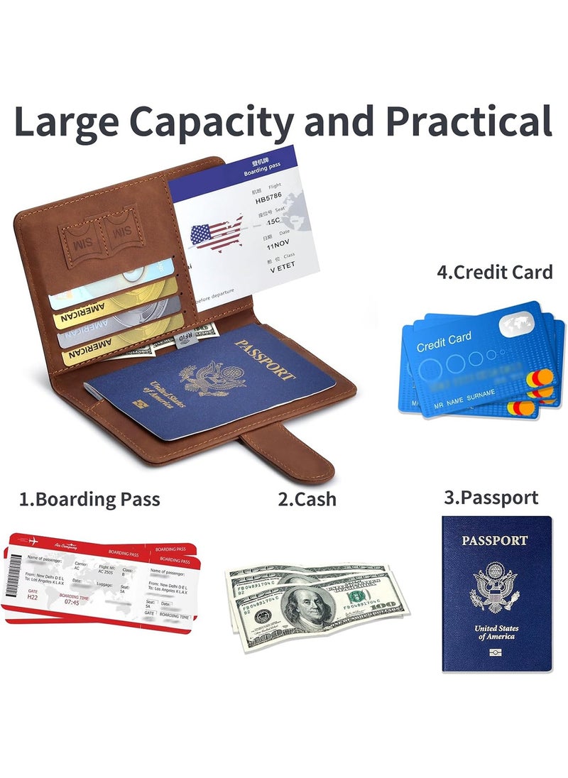 Generic Passport Holder for Travel Essentials, Passport Wallet Cover Case for Travel Must Haves Accessories,Passport Book Holders for Women and Men Brown  - Image 3