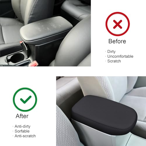 faccaibbg Center Console Cover for Toyota Corolla 2007-2013 (Black),Waterproof Leather Anti-Scratch Armrest Cover for 2007 2008 2009 2010 2011 2012 2013 Toyota Corolla Accessories - Image 2