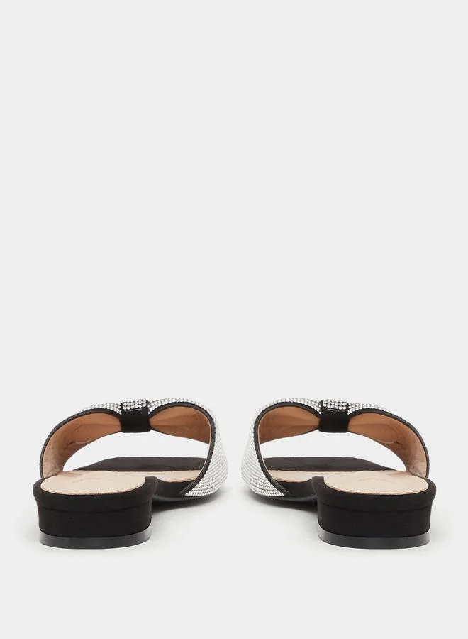 Styli Styli Embellished Ribbon Flat Sandals