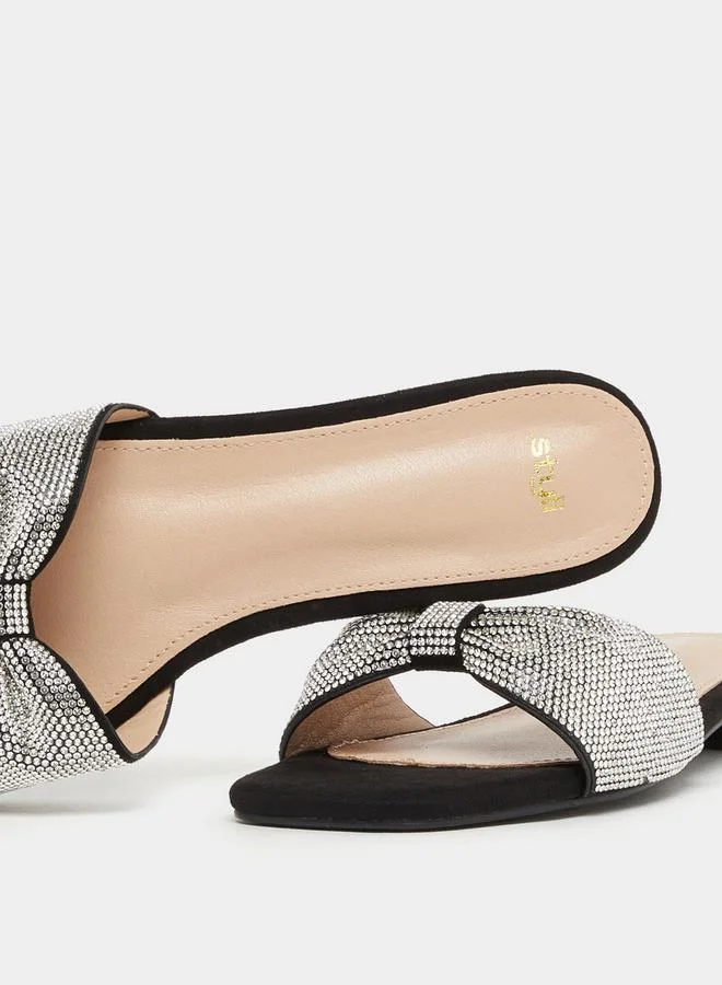 Styli Styli Embellished Ribbon Flat Sandals