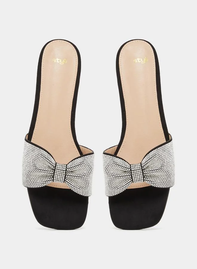 Styli Styli Embellished Ribbon Flat Sandals