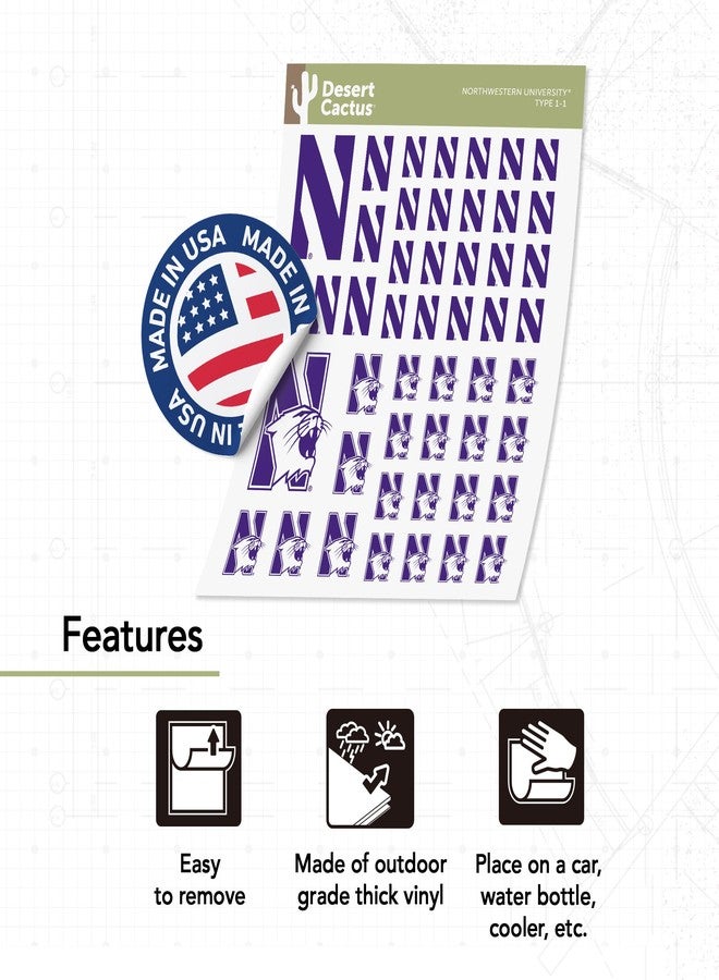 Desert Cactus Northwestern University Sticker Northwestern Wildcats Vinyl Decal Laptop Water Bottle Car Scrapbook Sheet (Type 1-1) - Image 4