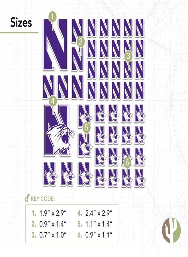 Desert Cactus Northwestern University Sticker Northwestern Wildcats Vinyl Decal Laptop Water Bottle Car Scrapbook Sheet (Type 1-1) - Image 3