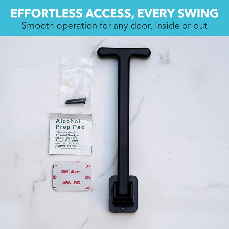 T-Pull Manual Door Closer for Wheelchair Users - Canadian Made Accessibility Aid - Swivel Design for Interior/Exterior Doors (Black ABS) - Image 2