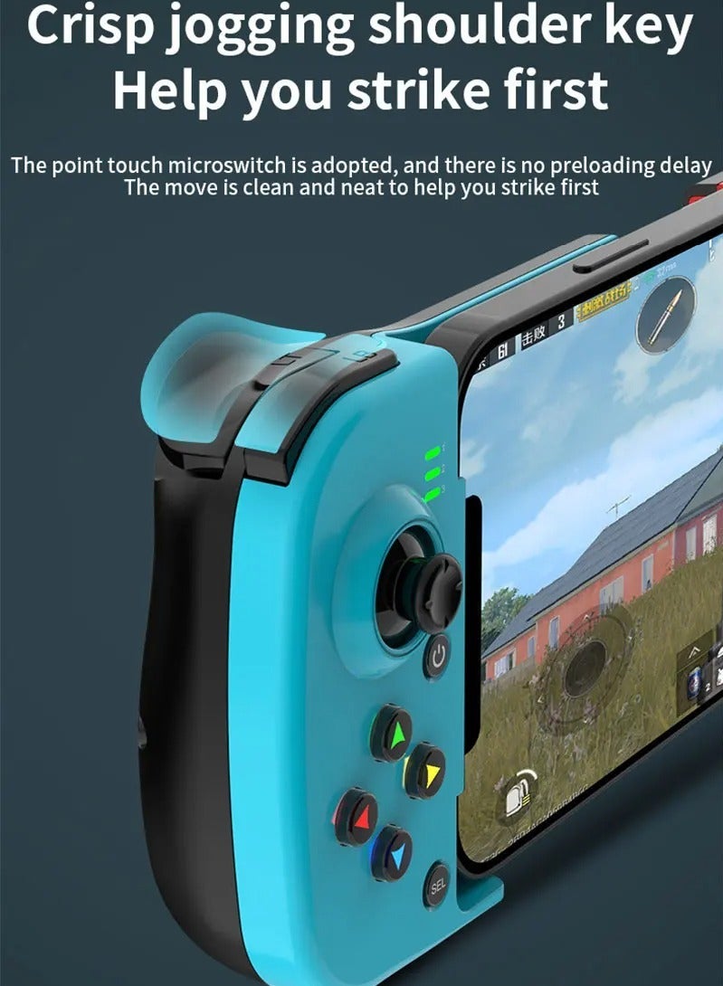 Mobile Game Controller, Bluetooth 5.0 Wireless Stretchable Gamepad, Ergonomics Design Plug And Play Game Controller, Non Slip Grip Retractable Joystick For Mobile Phone, (Blue Green) - Image 3