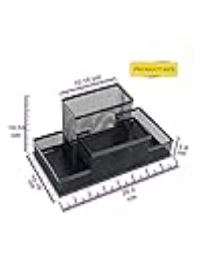 chrome Metal Mesh 4 Compartment Pen Stand Desk Organizer for Office, Home, Study to Organise Stationery - Image 3