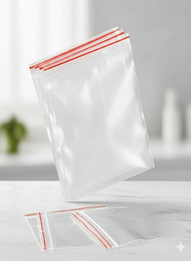 YBN® 100 PCS of 5 x 7 inches Zip Lock Pouch Reusable Transparent Plastic Bags, Strong Zip Lock Storage Pouches and Durable Side Press Seal (200)